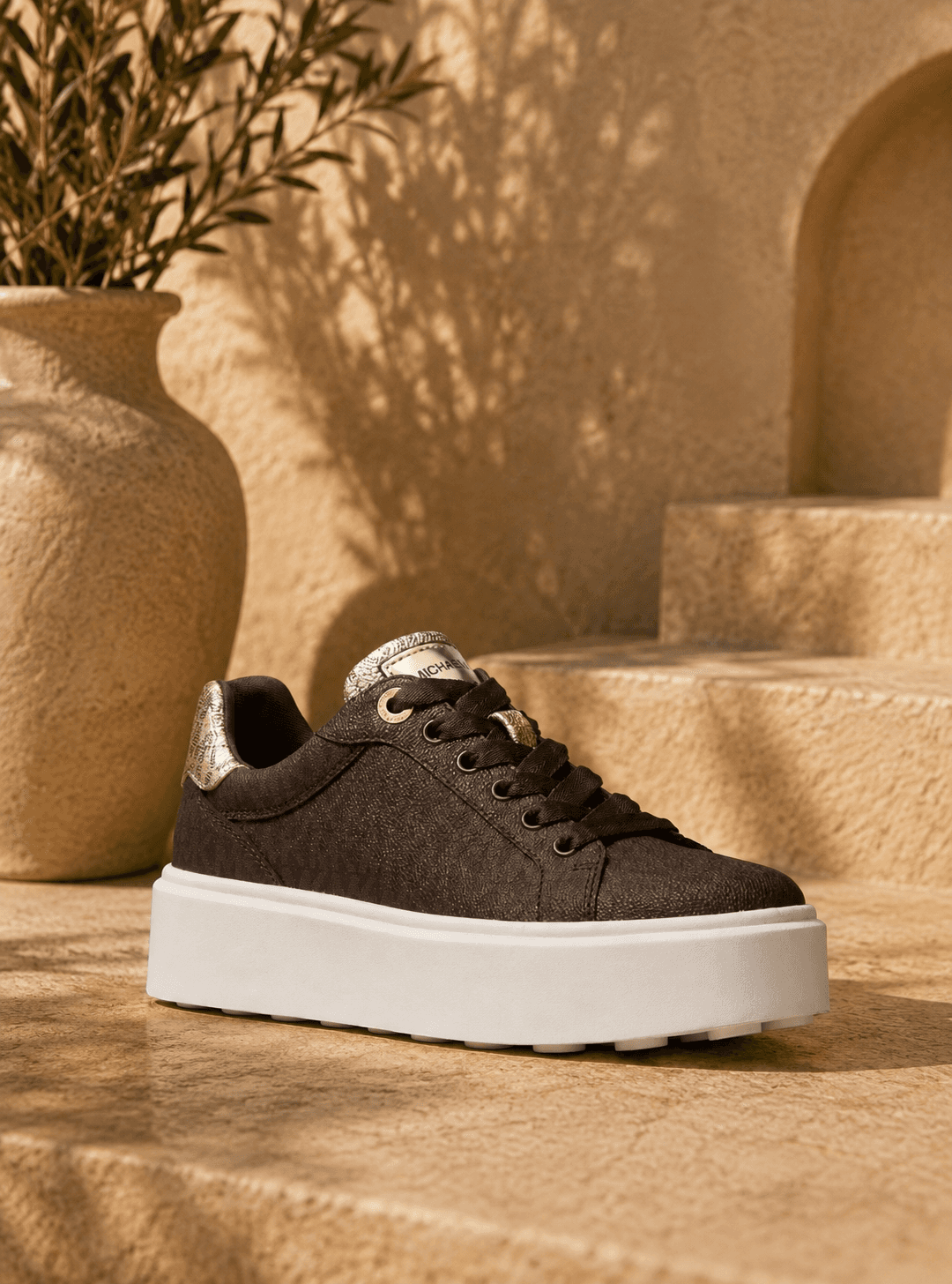 Romey Metallic Two-Tone Signature Logo Platform Sneaker