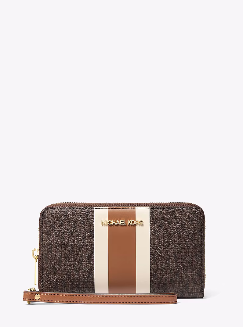 Jet Set Travel Large Striped Signature Logo Smartphone Wallet